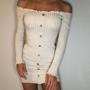 Cream Off the Shoulder Dress